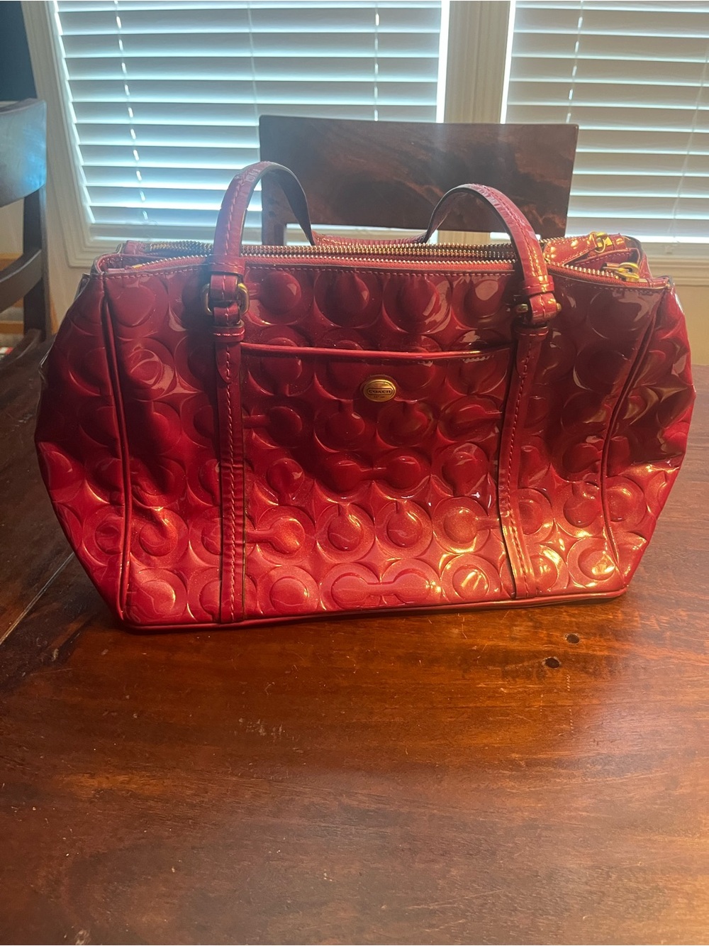 Coach Pink Patent Signature Satchel
